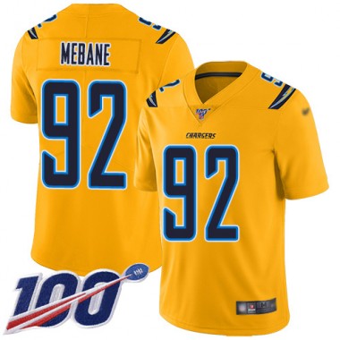 Los Angeles Chargers NFL Football Brandon Mebane Gold Jersey Men Limited #92 100th Season Inverted Legend->los angeles chargers->NFL Jersey